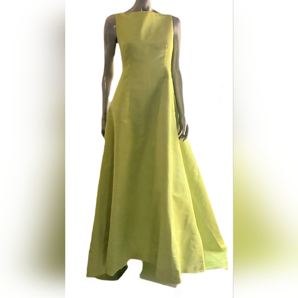 ♧$6,000 OSCAR DE LA RENTA GREEN SILK ELEGANT RUNWAY GOWN US S - Picture 11 of 15
